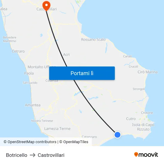 Botricello to Castrovillari map