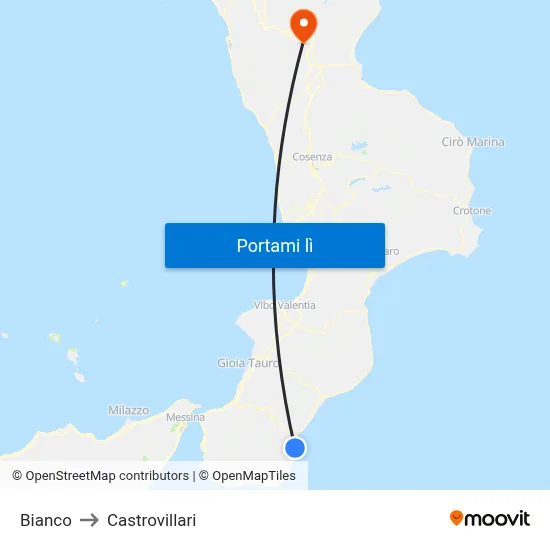 Bianco to Castrovillari map