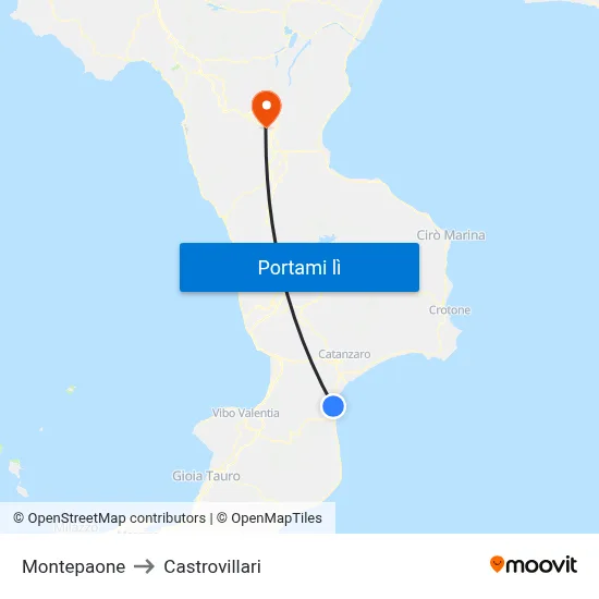 Montepaone to Castrovillari map