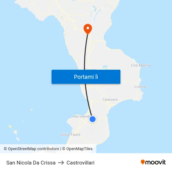 San Nicola Da Crissa to Castrovillari map