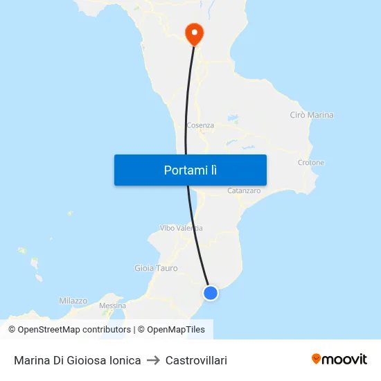Marina Di Gioiosa Ionica to Castrovillari map