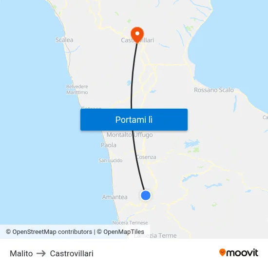 Malito to Castrovillari map
