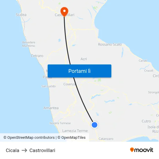Cicala to Castrovillari map