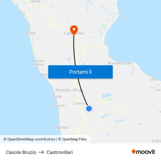 Casole Bruzio to Castrovillari map