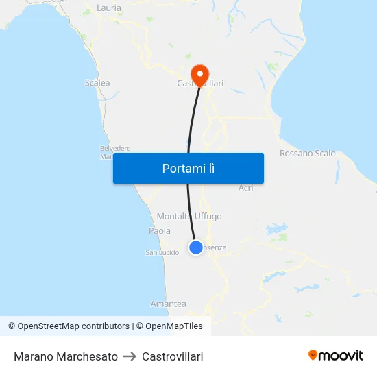 Marano Marchesato to Castrovillari map