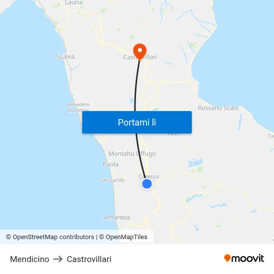 Mendicino to Castrovillari map