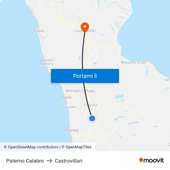 Paterno Calabro to Castrovillari map