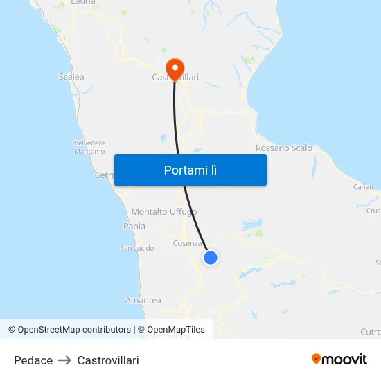 Pedace to Castrovillari map