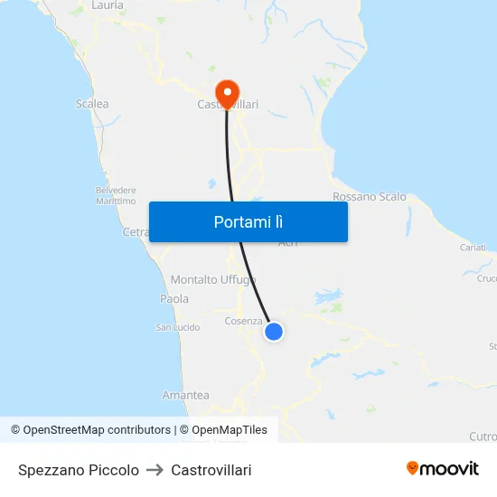 Spezzano Piccolo to Castrovillari map