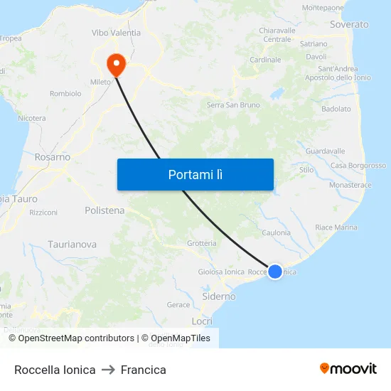 Roccella Ionica to Francica map