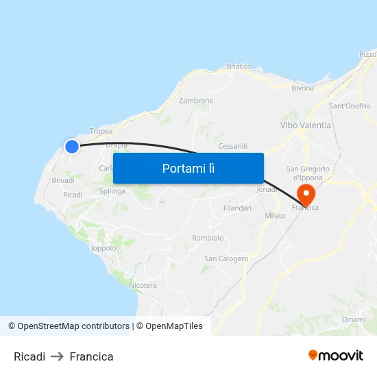 Ricadi to Francica map