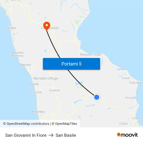 San Giovanni In Fiore to San Basile map