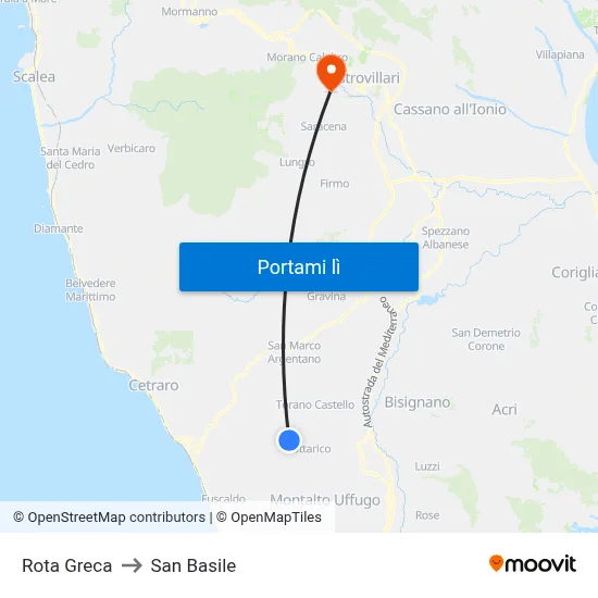 Rota Greca to San Basile map