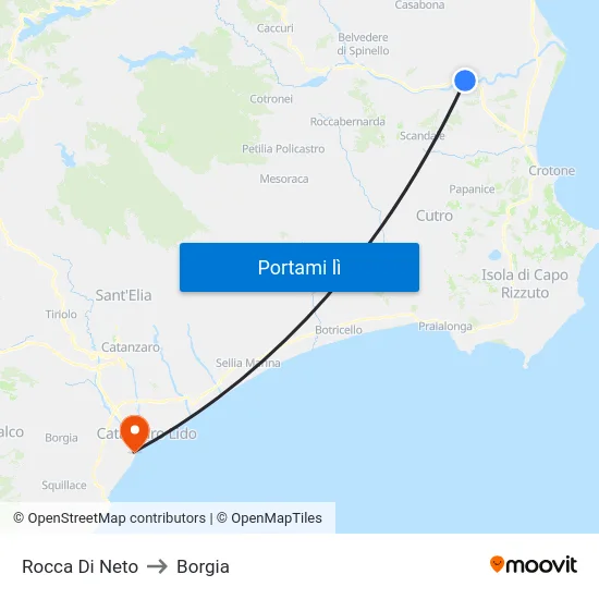 Rocca Di Neto to Borgia map