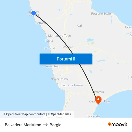Belvedere Marittimo to Borgia map