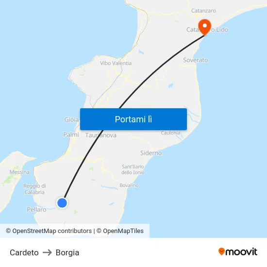Cardeto to Borgia map
