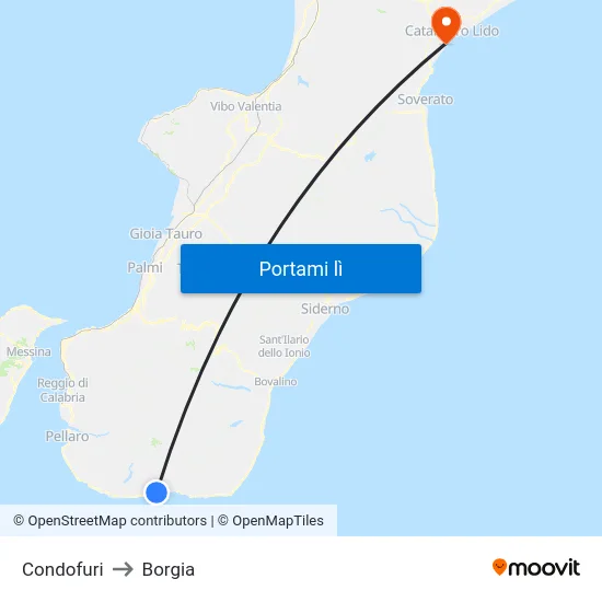 Condofuri to Borgia map