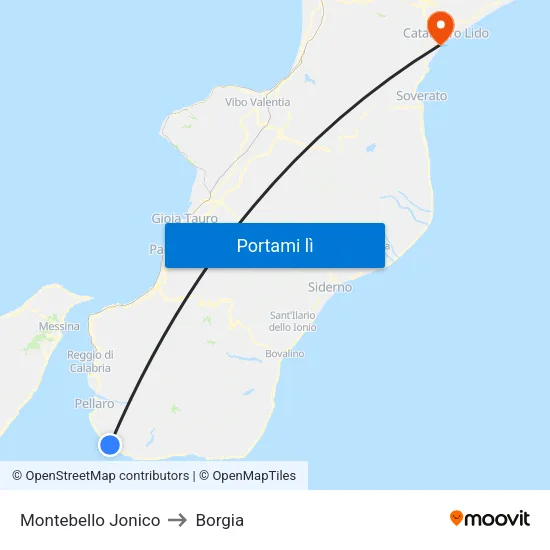 Montebello Jonico to Borgia map