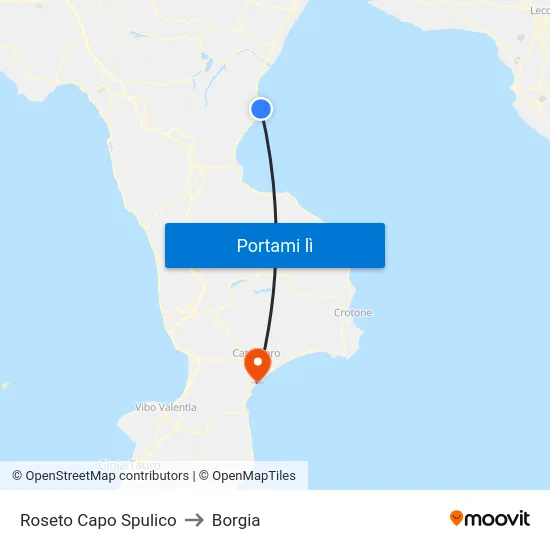Roseto Capo Spulico to Borgia map