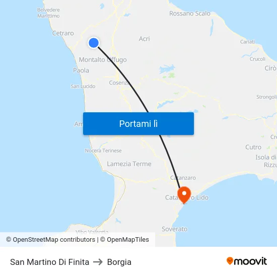 San Martino Di Finita to Borgia map
