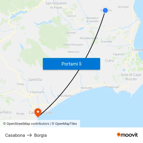Casabona to Borgia map