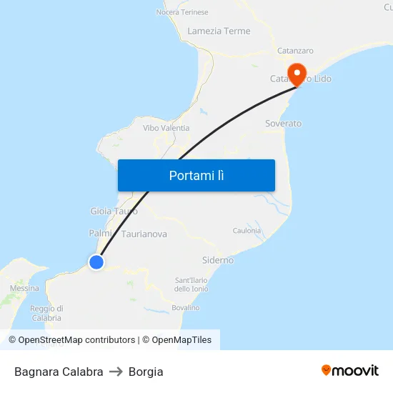 Bagnara Calabra to Borgia map