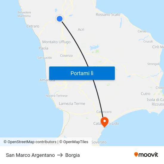 San Marco Argentano to Borgia map