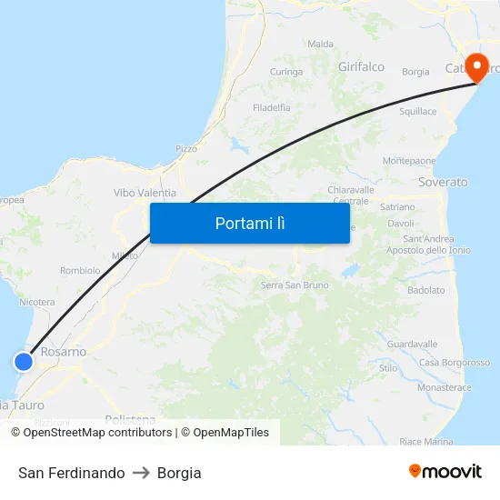 San Ferdinando to Borgia map