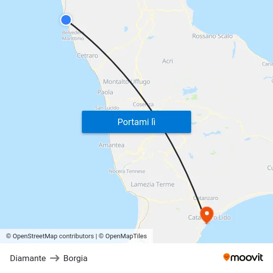 Diamante to Borgia map