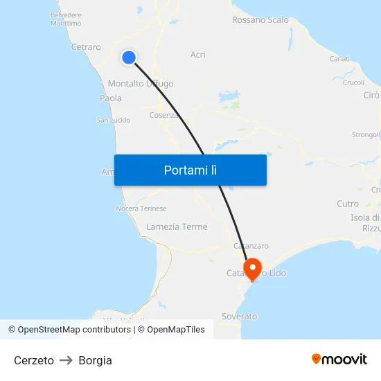 Cerzeto to Borgia map