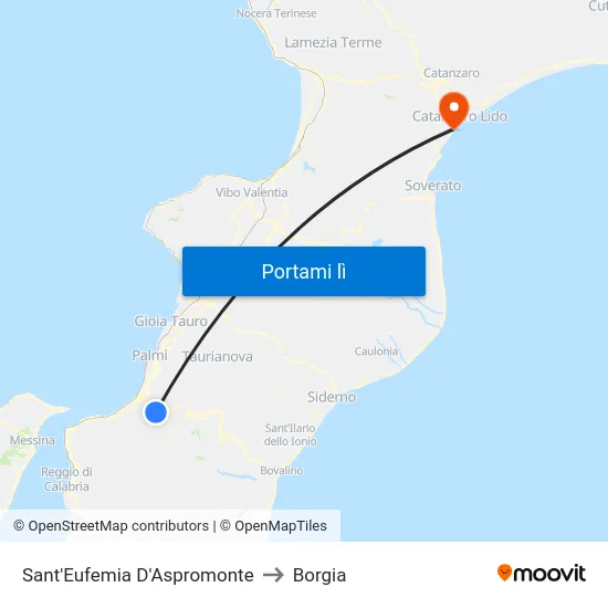 Sant'Eufemia D'Aspromonte to Borgia map