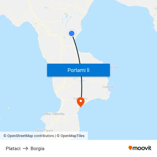 Plataci to Borgia map