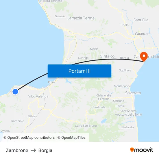 Zambrone to Borgia map