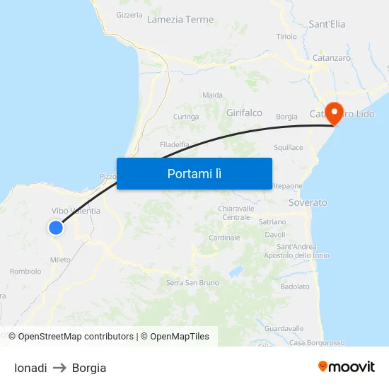Ionadi to Borgia map
