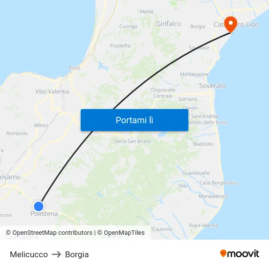 Melicucco to Borgia map