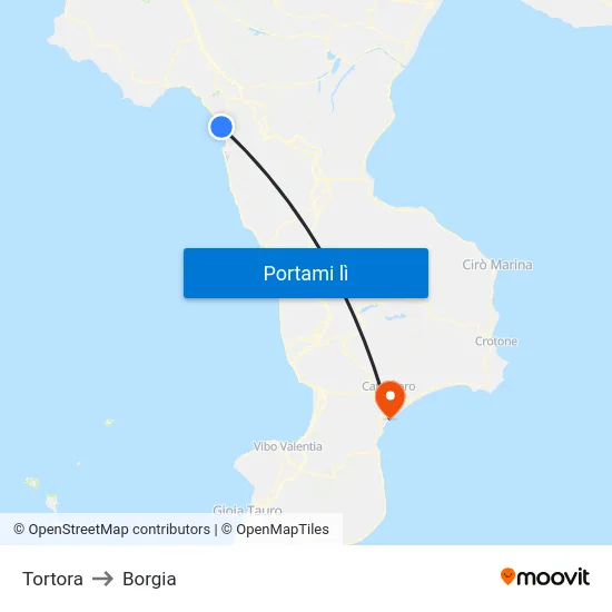 Tortora to Borgia map