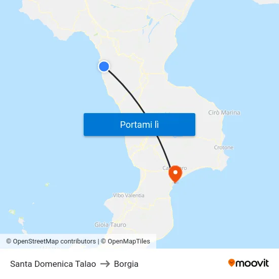 Santa Domenica Talao to Borgia map
