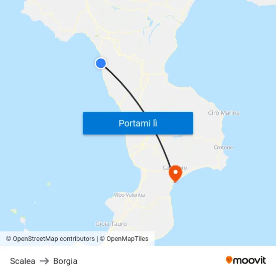 Scalea to Borgia map