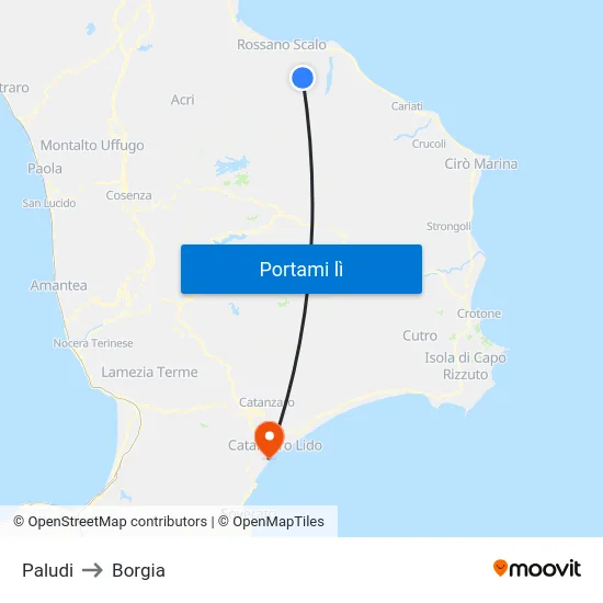 Paludi to Borgia map