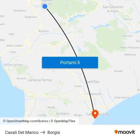 Casali Del Manco to Borgia map