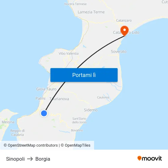 Sinopoli to Borgia map