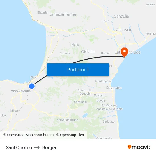 Sant'Onofrio to Borgia map