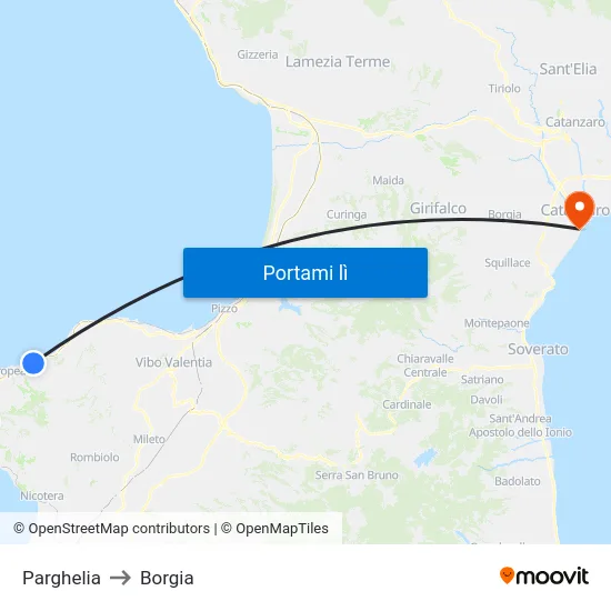 Parghelia to Borgia map