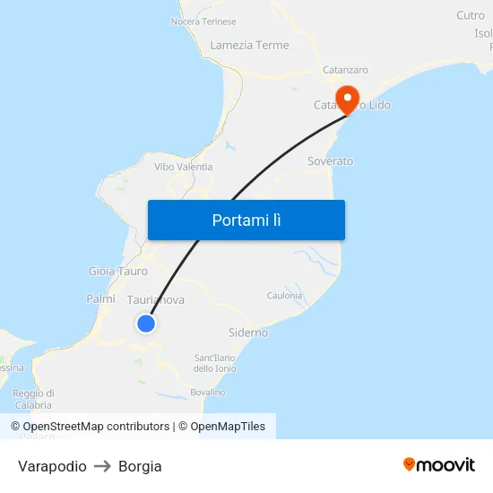Varapodio to Borgia map