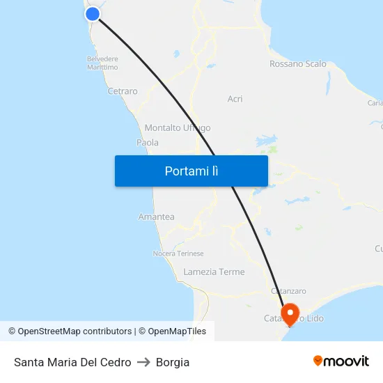 Santa Maria Del Cedro to Borgia map