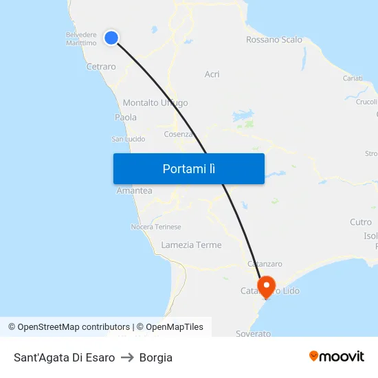Sant'Agata Di Esaro to Borgia map