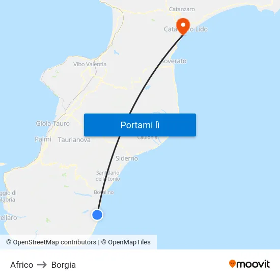 Africo to Borgia map