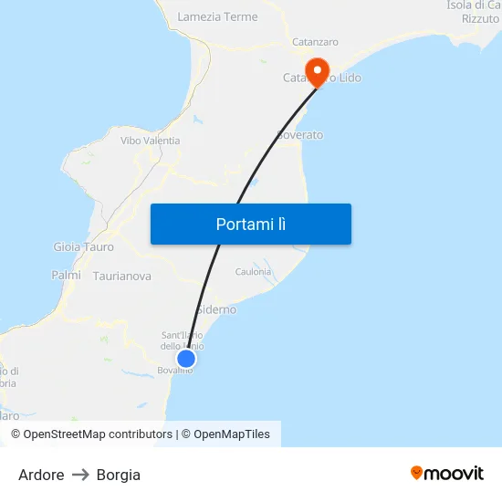 Ardore to Borgia map