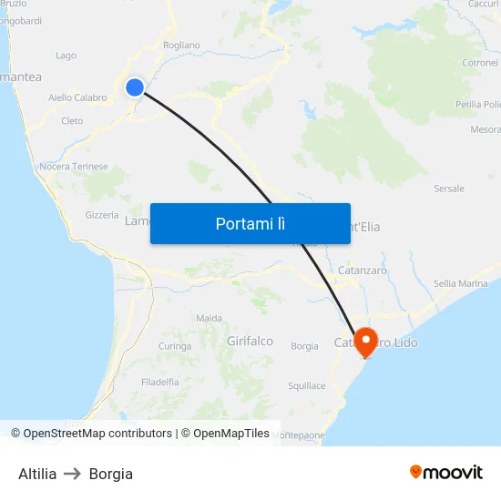 Altilia to Borgia map