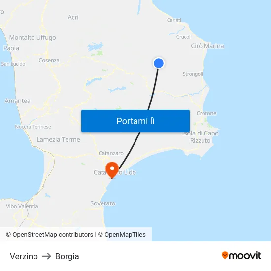 Verzino to Borgia map